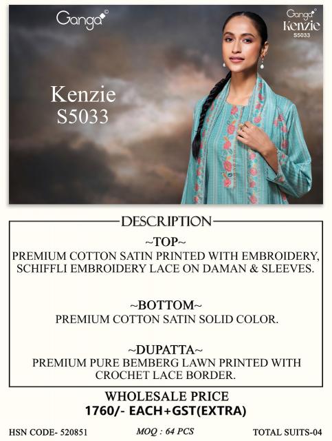 Ganga kenzie 5033 dress material wholesale with price